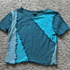 Wild Fable Blue and Teal Patchwork Top